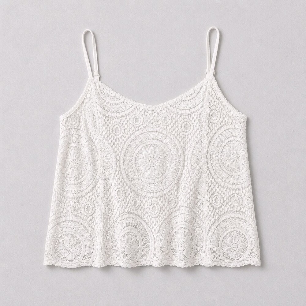 American Eagle Outfitters Medium White Lace Crop Top Double Spaghetti Straps